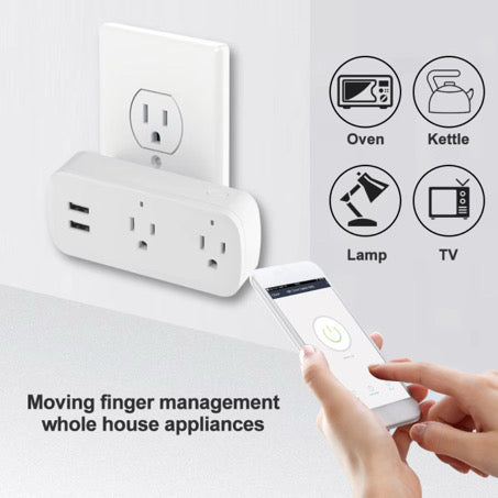 EcoWatt™ Smart PowerPlug Pro – App-Controlled Dual USB & Dual Outlet Smart Socket