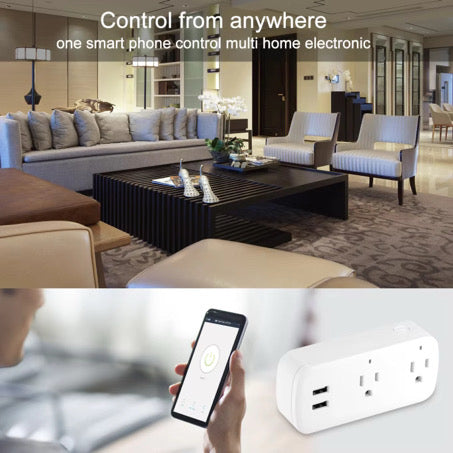 EcoWatt™ Smart PowerPlug Pro – App-Controlled Dual USB & Dual Outlet Smart Socket